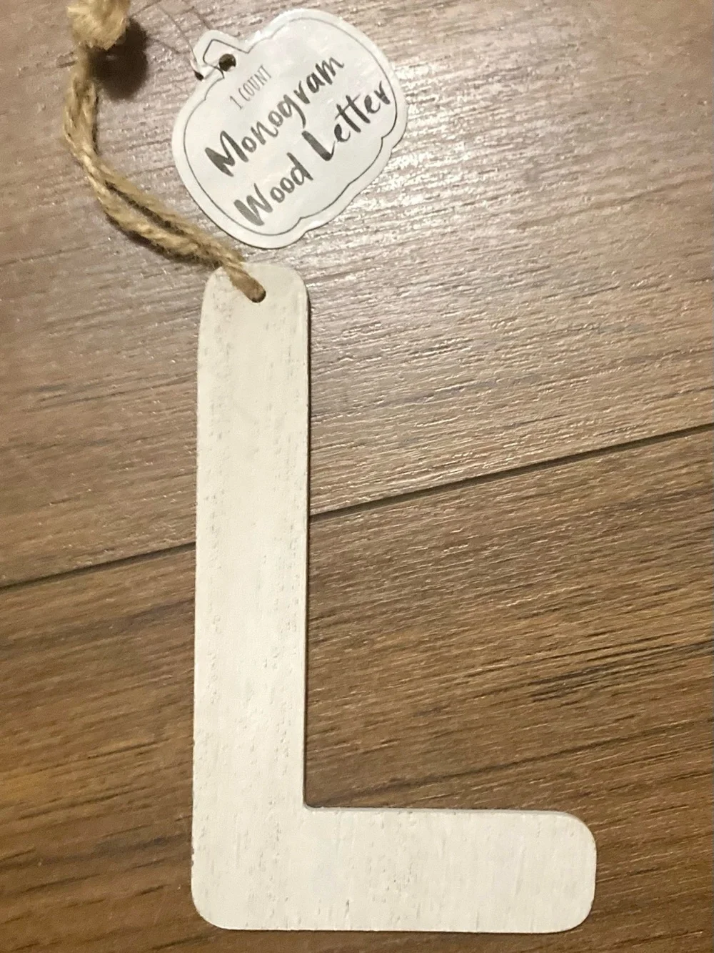 Target Bullseye Monogram Letter “L” Christmas Ornament White Wood Initial 6